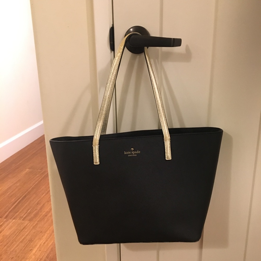 Kate Spade Black Tote w Gold Strap